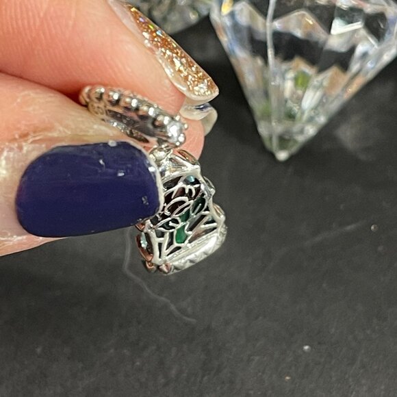 Disney Beauty Beast Dangling Charm Glass Rose Belle Princess Bracelet Silver - Picture 4 of 11